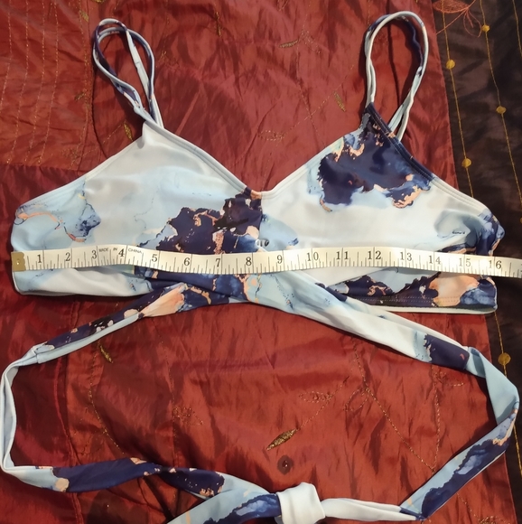 Blue Abstract Pattern 2pc Top and Skirt Swimsuit Set - Picture 6 of 12